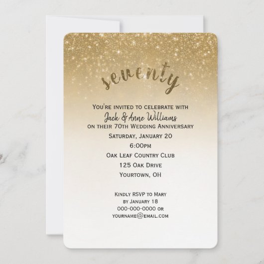 glitterconfetti 70ste huwelijksverjaardag kaart (Voorkant)