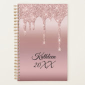 Glitterdruppel Roze Goud Persoonlijk Planner (Voorkant)