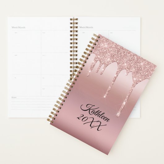 Glitterdruppel Roze Goud Persoonlijk Planner (Display)