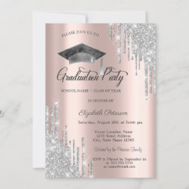 Glitterdruppels, afstudeerhoed, roze gouden afstud kaart