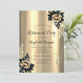 Glitterdruppels, Black Rozen Gold Pensioen Kaart (Staand voorkant)