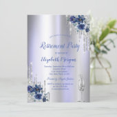 Glitterdruppels, blauwe bloemen Violet Pensioen Kaart (Staand voorkant)