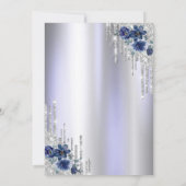 Glitterdruppels, blauwe bloemen Violet Pensioen Kaart (Achterkant)