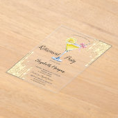 Glitterdruppels, Cocktail, Gouden Pensionering Acryl Uitnodigingen (Laagn)