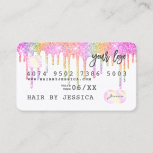 Glitterdruppels Creditcard holografische regenboog Visitekaartje