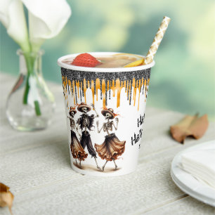 Glitterdruppels Dansende Skeletten Halloween Feest Papieren Bekers