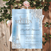 Glitterdruppels, Eiffeltoren Blauw Metallic Sweet  Kaart