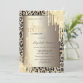 Glitterdruppels, Eiffeltoren Luipaardprint Sweet 1 Kaart (Staand voorkant)