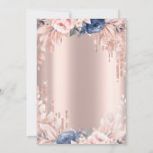 Glitterdruppels Roze Goud Bloemige Trouwverjaardag Kaart (Achterkant)