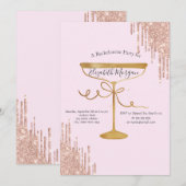 Glitterdruppels Wijn Glas Roze Bachelorette  Kaart (Voorkant / Achterkant)