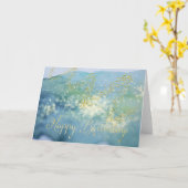 Glittered Blue Waterverf Birthday Kaart (Gele Bloem)