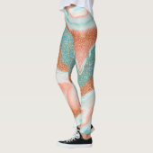 Glittered Marmer | Blauwgroen groen blauw, zandste Leggings (Links)