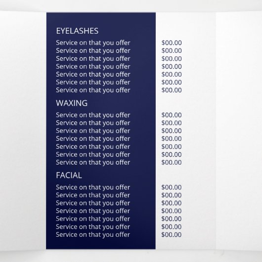 Glittered Model, Beauty Salon Tri-Fold Flyer Drieluik Uitnodiging (Binnenkant midden)