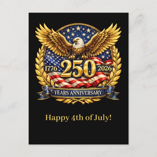Glittered Semiquincentennial Eagle Emblem  Feestdagenkaart (Voorkant)
