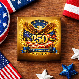 Glittered Semiquincentennial Eagle Emblem Vierkante Button 5,1 Cm