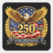 Glittered Semiquincentennial Eagle Emblem Vierkante Sticker (Voorkant)