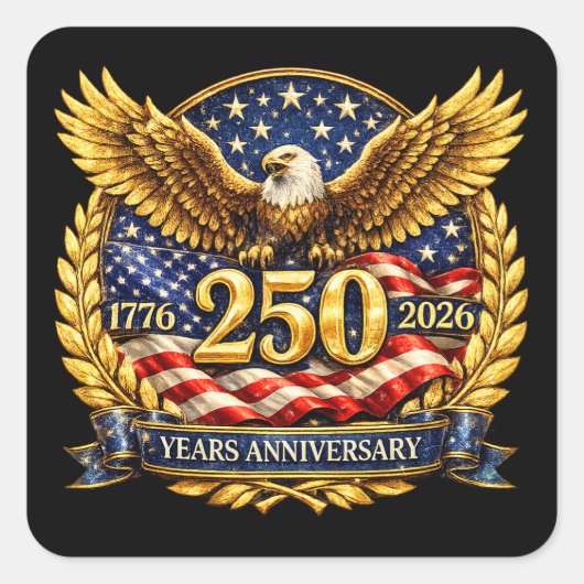 Glittered Semiquincentennial Eagle Emblem Vierkante Sticker (Voorkant)