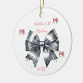 Glitteren Boog Baby's Eerste Kerstmis Keramisch Ornament (Links)