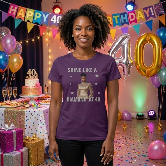 Glitterend 40e verjaardag foto T-shirt