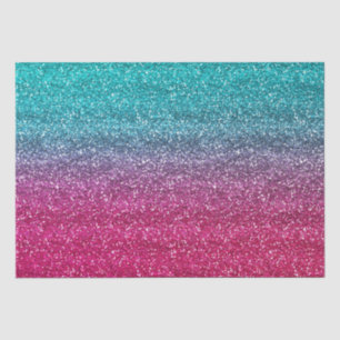 Glitterend Blauw & Donker Roze Verlopen Glitter Tissuepapier