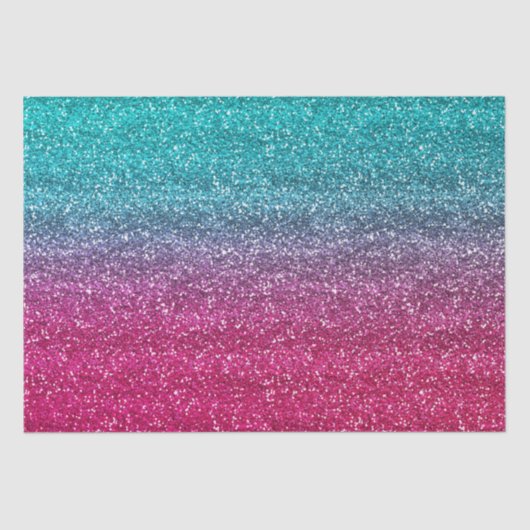 Glitterend Blauw & Donker Roze Verlopen Glitter Tissuepapier (Voorkant)