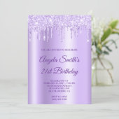 Glitterend Bleekpaarse Glitterdruppels Lavendel Om Kaart (Staand voorkant)