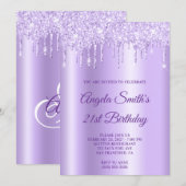 Glitterend Bleekpaarse Glitterdruppels Lavendel Om Kaart (Voorkant / Achterkant)