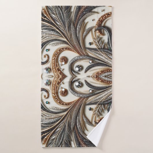 Glitterend bloemenpatroon met edelsteen bad handdoek (Badhanddoek)
