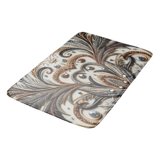 Glitterend bloemenpatroon met edelsteen badmat (Gekanteld)