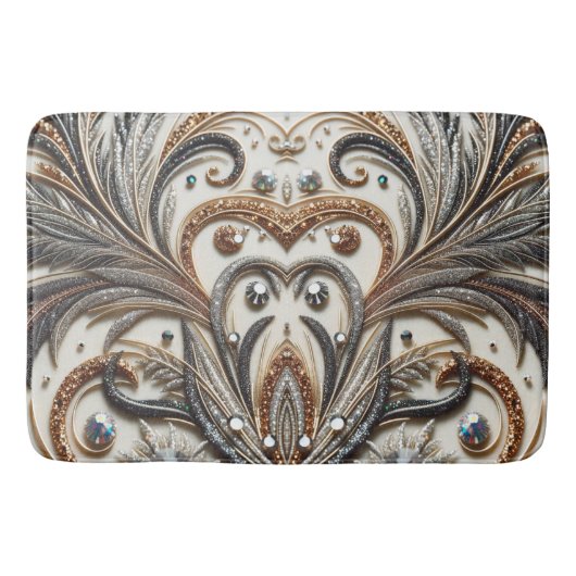 Glitterend bloemenpatroon met edelsteen badmat (Voorkant)