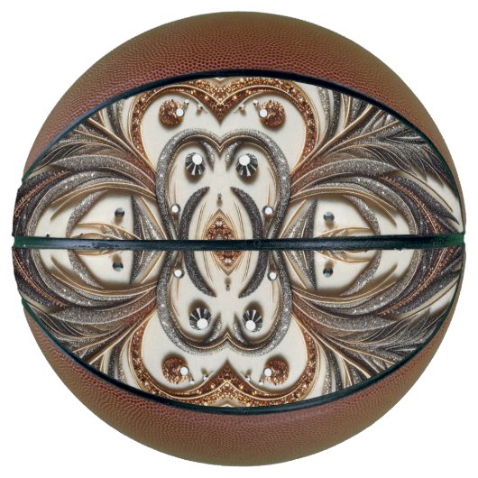 Glitterend bloemenpatroon met edelsteen basketbal (Voorkant)