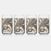 Glitterend bloemenpatroon met edelsteen blikvorm glas (Achterkant)