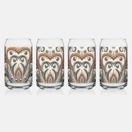 Glitterend bloemenpatroon met edelsteen blikvorm glas (Links)