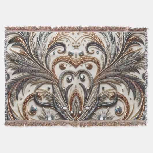 Glitterend bloemenpatroon met edelsteen deken (Voorkant)