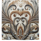 Glitterend bloemenpatroon met edelsteen douchegordijn (Voorkant)