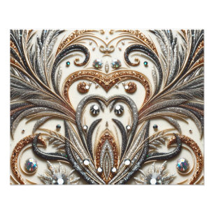 Glitterend bloemenpatroon met edelsteen foto afdruk