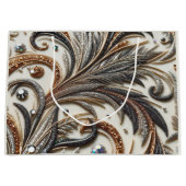 Glitterend bloemenpatroon met edelsteen groot cadeauzakje (Voorkant)