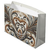 Glitterend bloemenpatroon met edelsteen groot cadeauzakje (Achterkant Gekanteld)