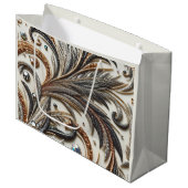 Glitterend bloemenpatroon met edelsteen groot cadeauzakje (Voorkant Gekanteld)