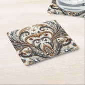 Glitterend bloemenpatroon met edelsteen kartonnen onderzetters (Schuin)