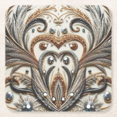 Glitterend bloemenpatroon met edelsteen kartonnen onderzetters (Voorkant)