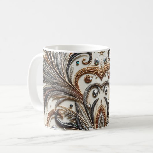 Glitterend bloemenpatroon met edelsteen koffiemok (Voorkant links)