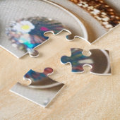 Glitterend bloemenpatroon met edelsteen legpuzzel (Zijkant)