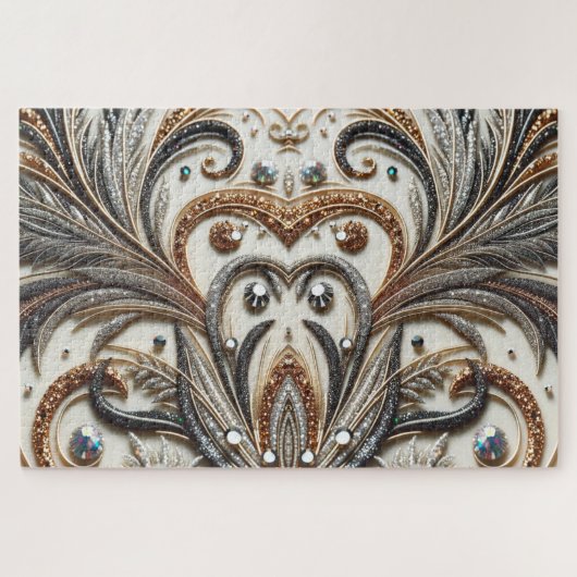 Glitterend bloemenpatroon met edelsteen legpuzzel (Horizontaal)