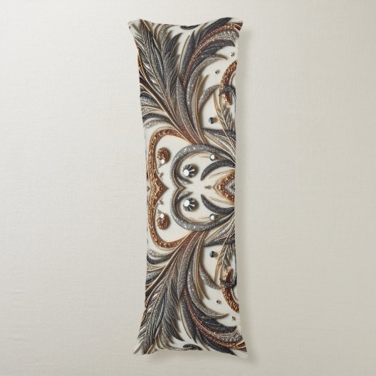 Glitterend bloemenpatroon met edelsteen lichaamskussen (Voorkant Verticaal)