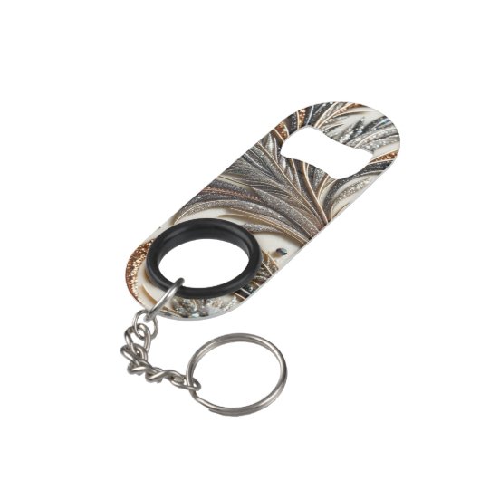 Glitterend bloemenpatroon met edelsteen mini flessenopener (Achterkant Gekanteld)