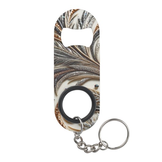 Glitterend bloemenpatroon met edelsteen mini flessenopener (Achterkant)