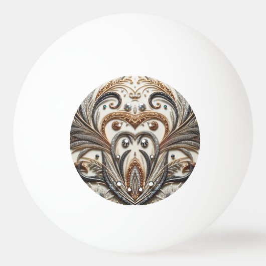 Glitterend bloemenpatroon met edelsteen pingpongbal (Voorkant)