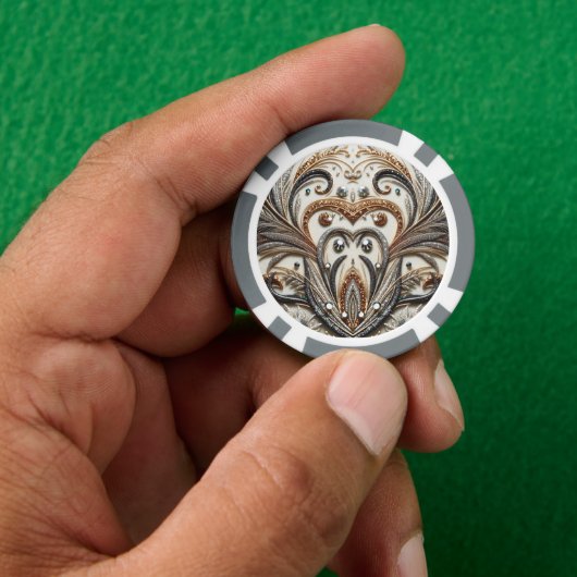 Glitterend bloemenpatroon met edelsteen poker chips (Hand)