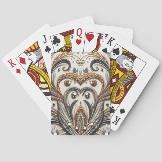 Glitterend bloemenpatroon met edelsteen pokerkaarten (Achterkant)